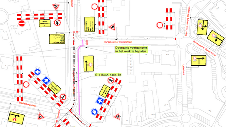 Technische afbeelding van de wegwerkzaamheden